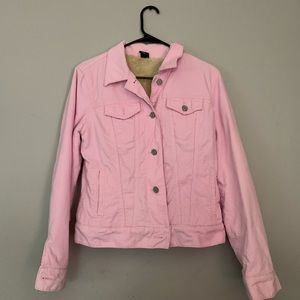 Pink fur-lined jean jacket